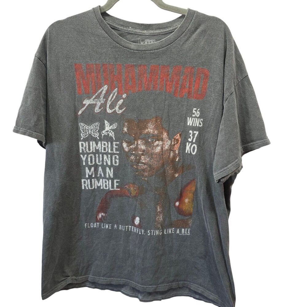 Muhammad‎ Ali Graphic T Shirt XL Vintage Wash Boxing Tee Black Distressed